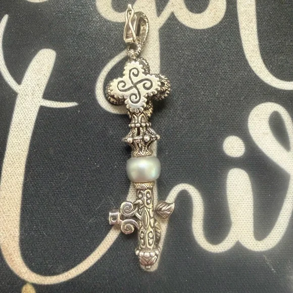 Barbara Bixby key enhancer Silver 925, quartz, gray  pearl, 18kt gold. - Picture 4 of 4